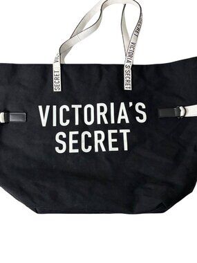Victoria's Secret 2018 Limited Edition XL Black Canvas Weekender Tote Bag NWOT